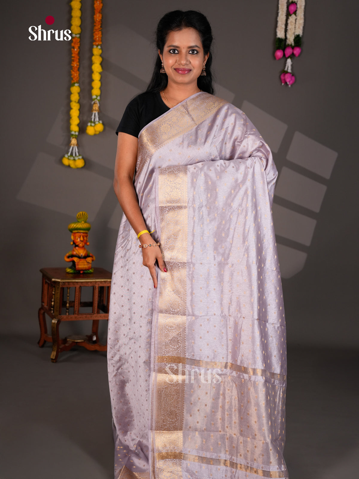 Lavender - Semi Rawsilk Saree - EBS21214 - Shop on Shrus.com