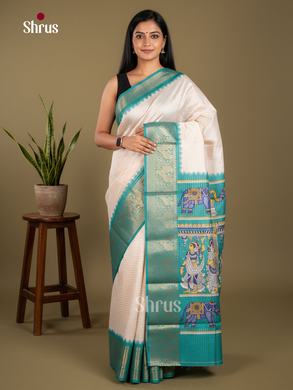 Semi Tussar Saree - EBS25004 - Shop on Shrus.com