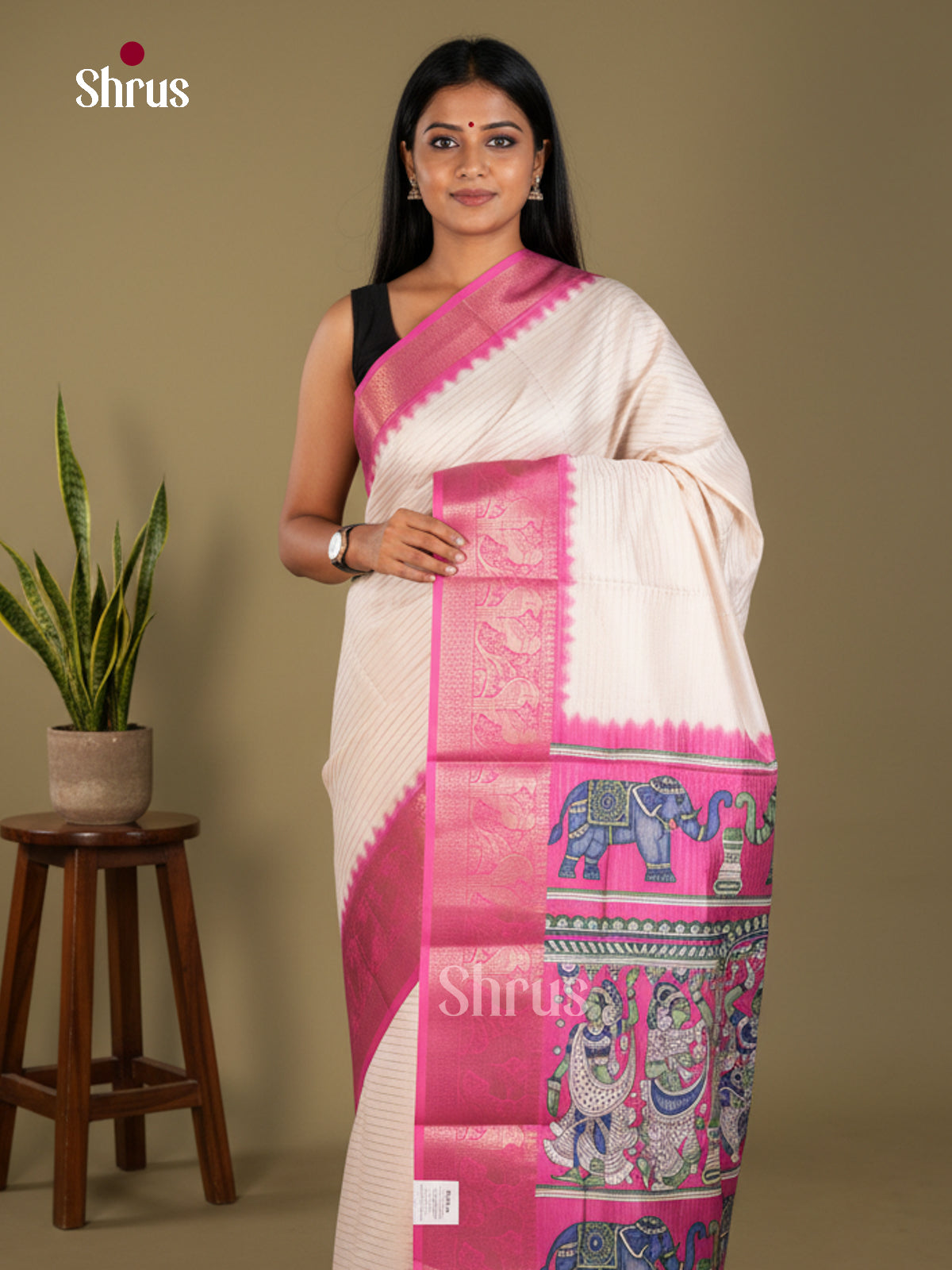 Semi Tussar Saree - EBS25005 - Shop on Shrus.com