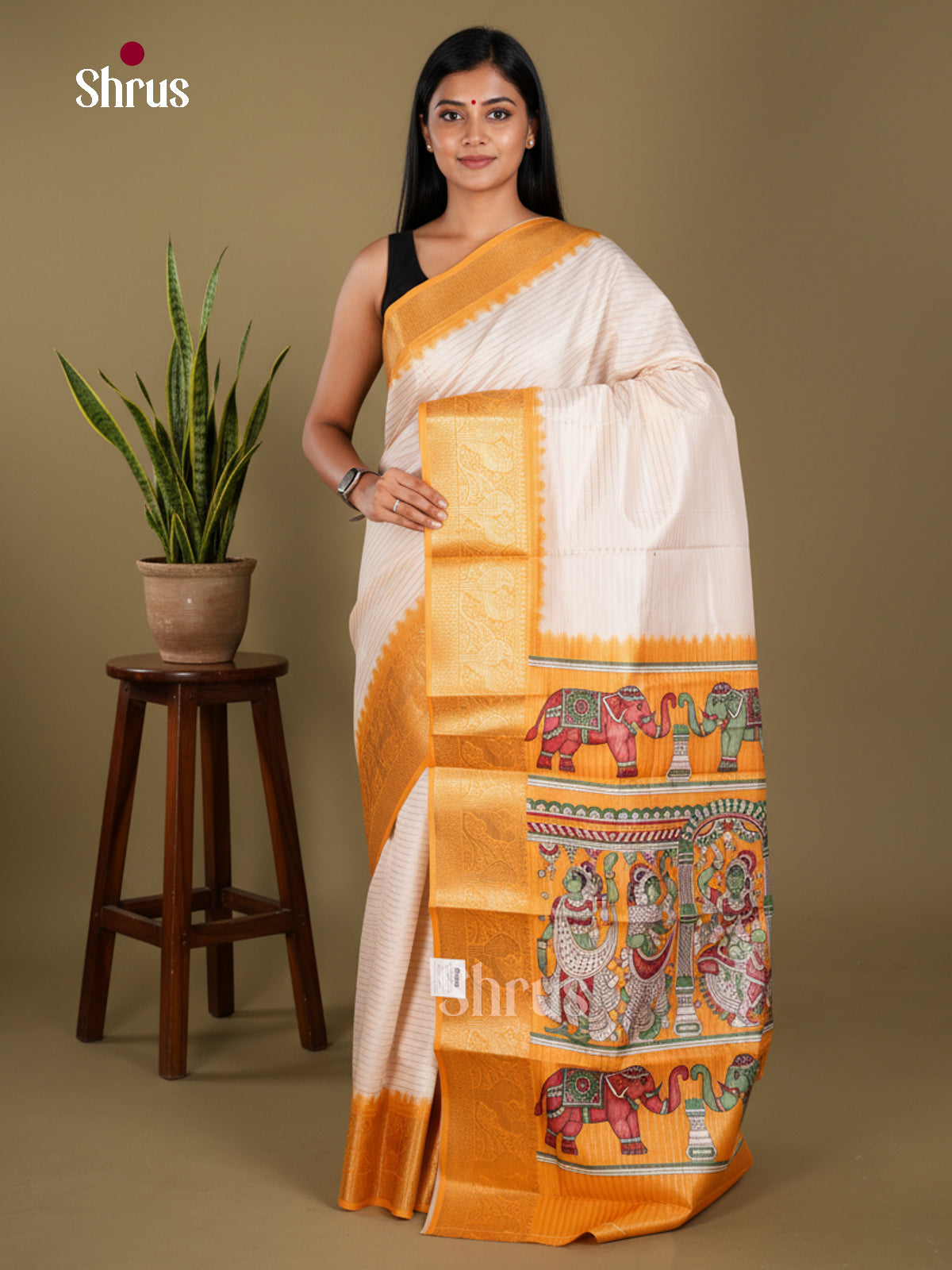 Semi Tussar Saree - EBS25008 - Shop on Shrus.com