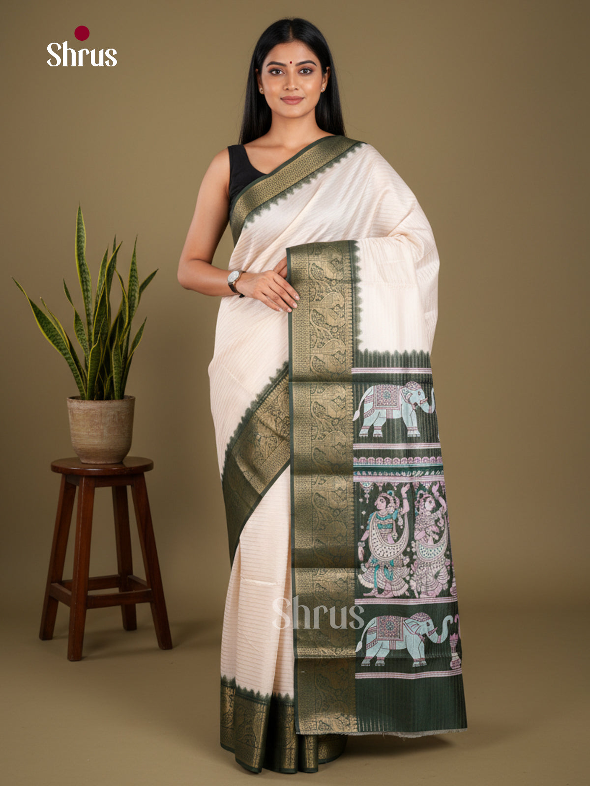 Semi Tussar Saree - EBS25009 - Shop on Shrus.com