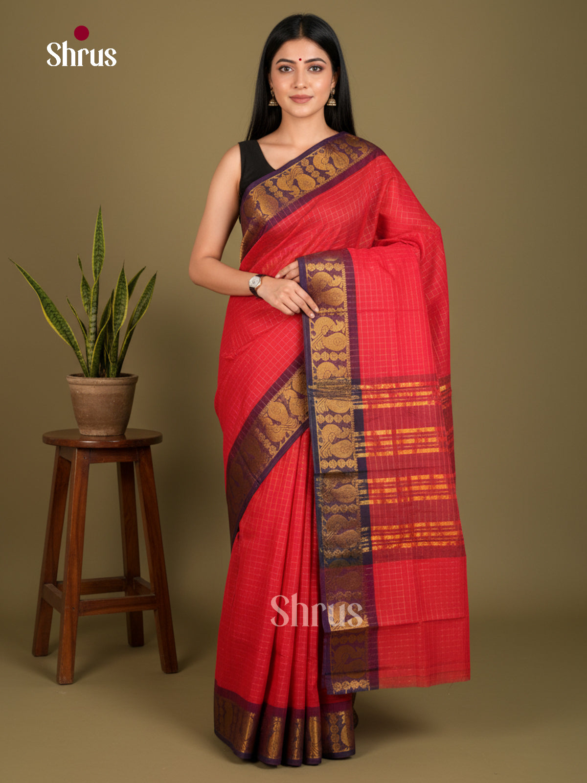EBS26014 - Sungudi Cotton Saree - Shop on Shrus.com