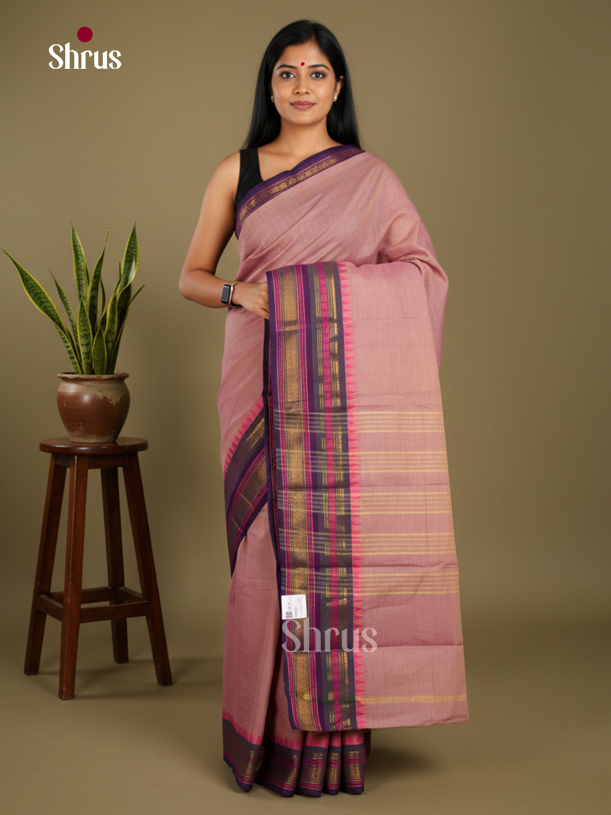 EBS26020 - Chettinad Cotton-Without Blouse Saree - Shop on Shrus.com
