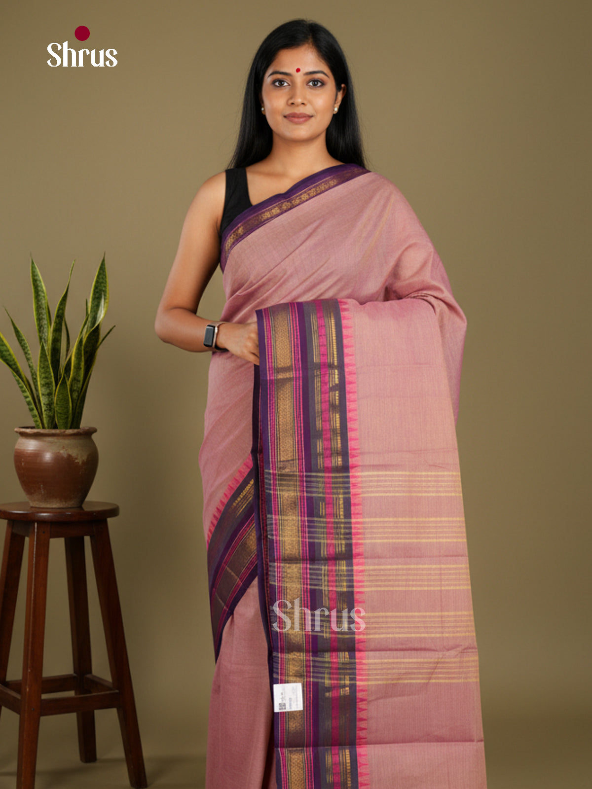 EBS26020 - Chettinad Cotton-Without Blouse Saree - Shop on Shrus.com