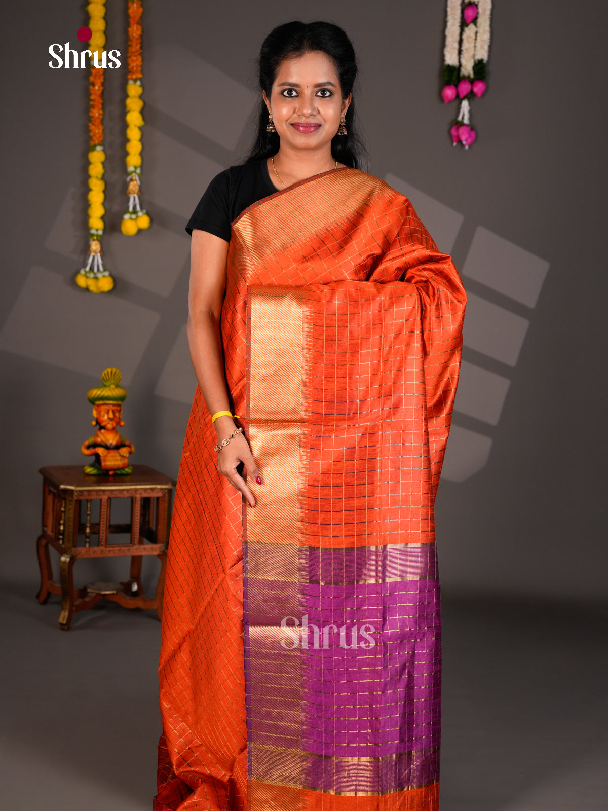 EBS26146 - Semi Rawsilk Saree - Shop on Shrus.com