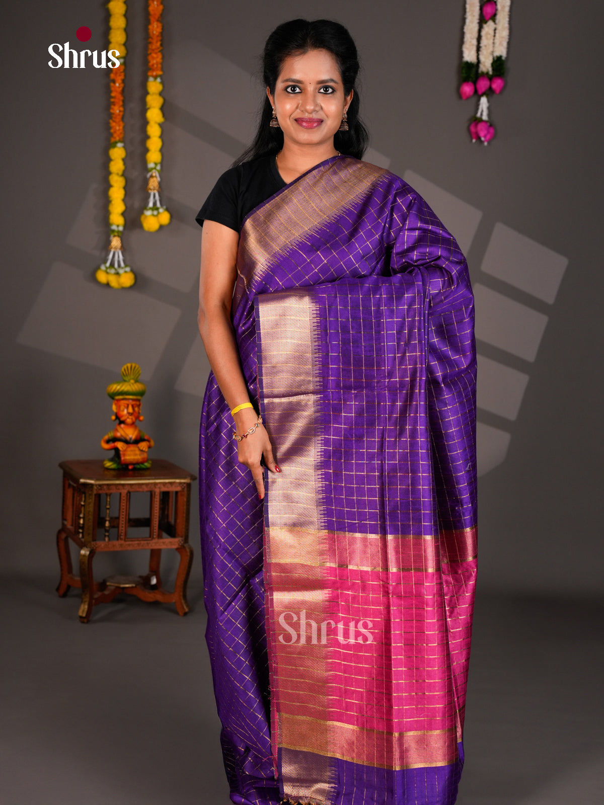 EBS26147 - Semi Rawsilk Saree - Shop on Shrus.com