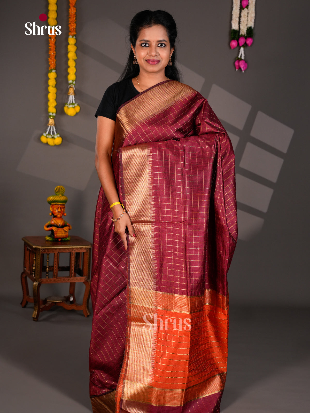 EBS26151 - Semi Rawsilk Saree - Shop on Shrus.com