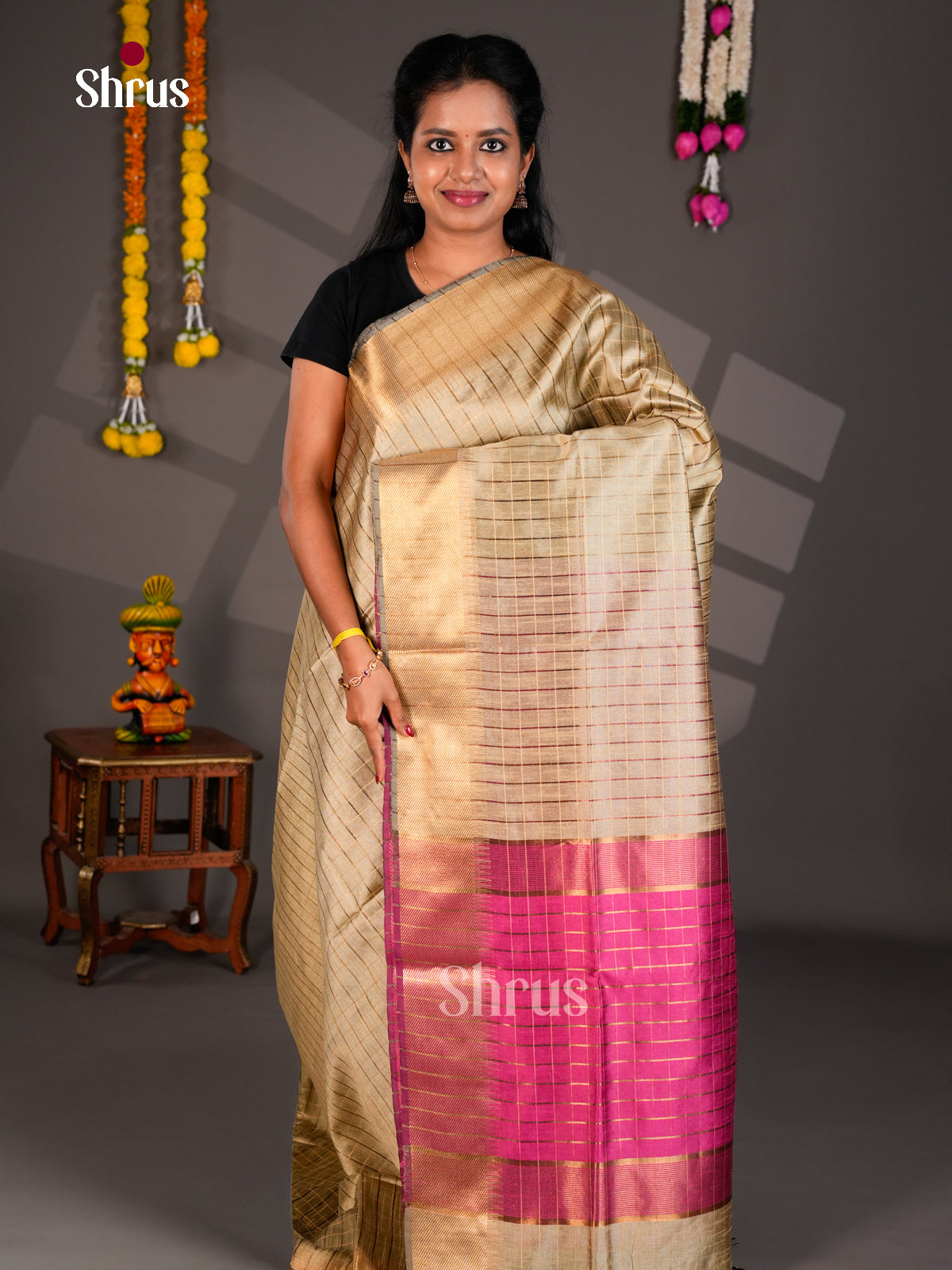 EBS26152 - Semi Rawsilk Saree - Shop on Shrus.com