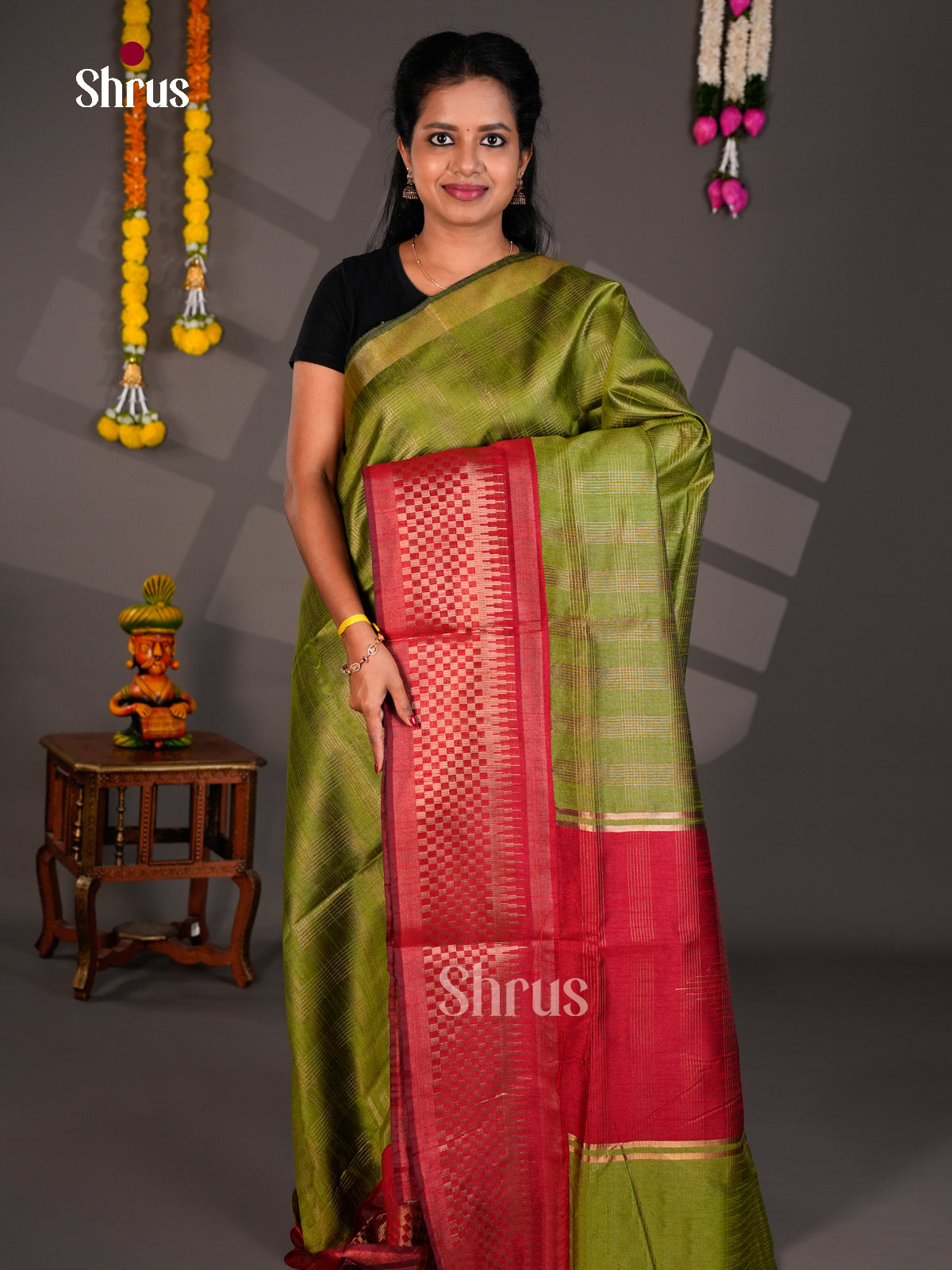 EBS26178 - Semi Rawsilk Saree - Shop on Shrus.com
