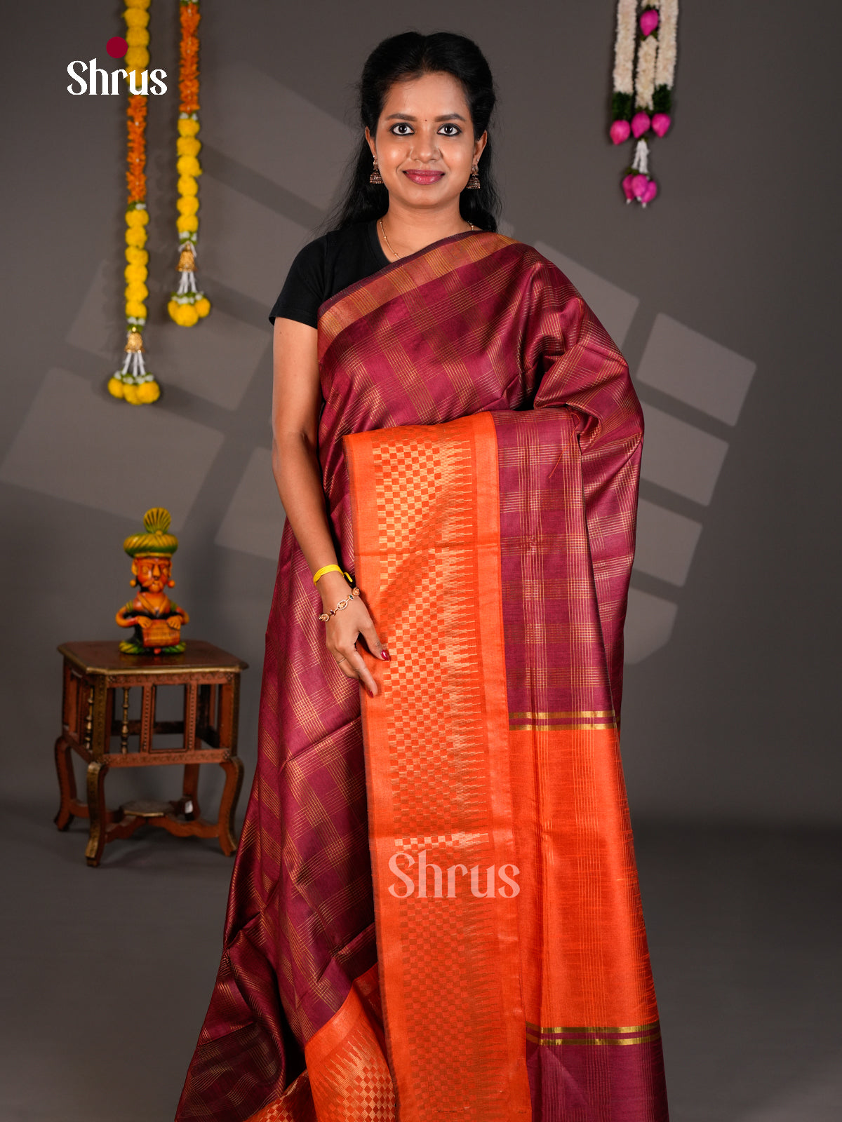 EBS26182 - Semi Rawsilk Saree - Shop on Shrus.com