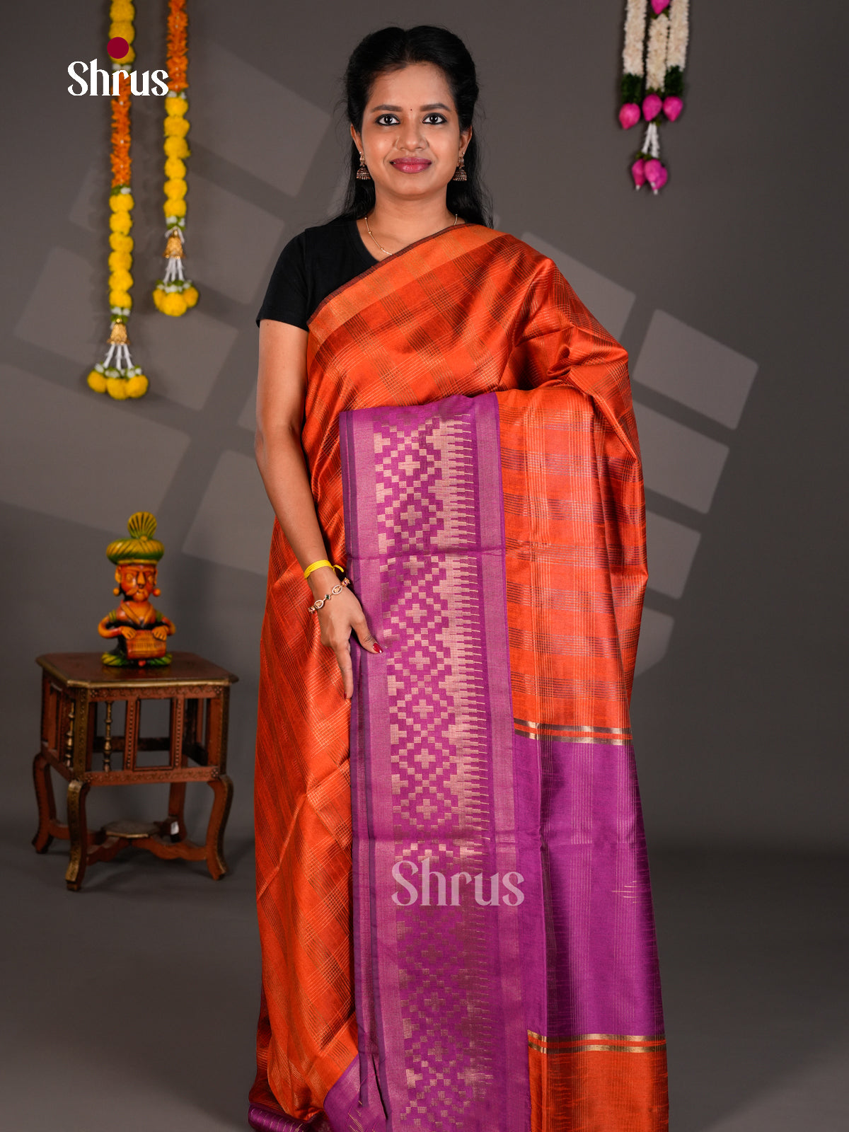 EBS26190 - Semi Rawsilk Saree - Shop on Shrus.com
