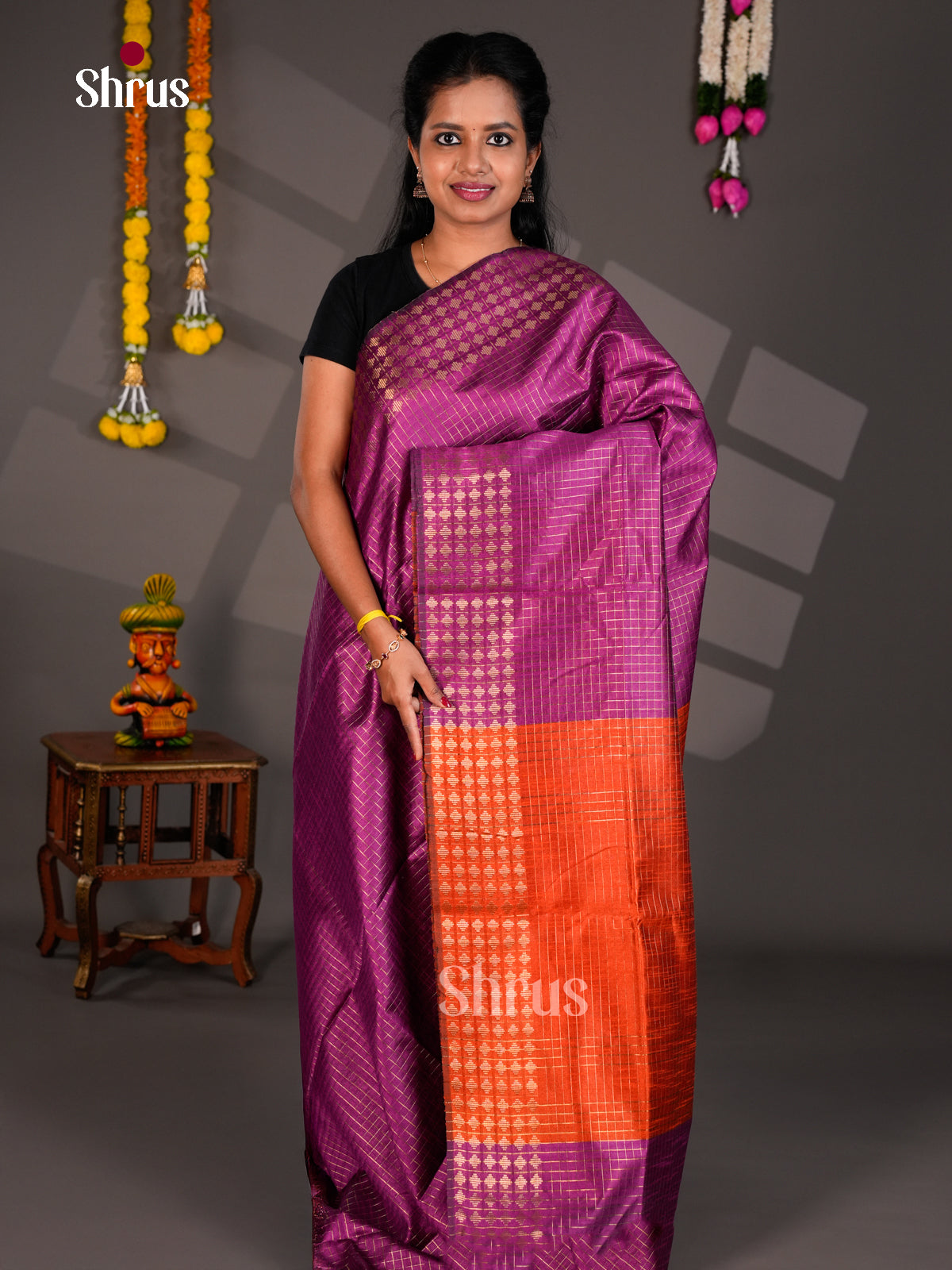 EBS26211 - Semi Rawsilk Saree - Shop on Shrus.com