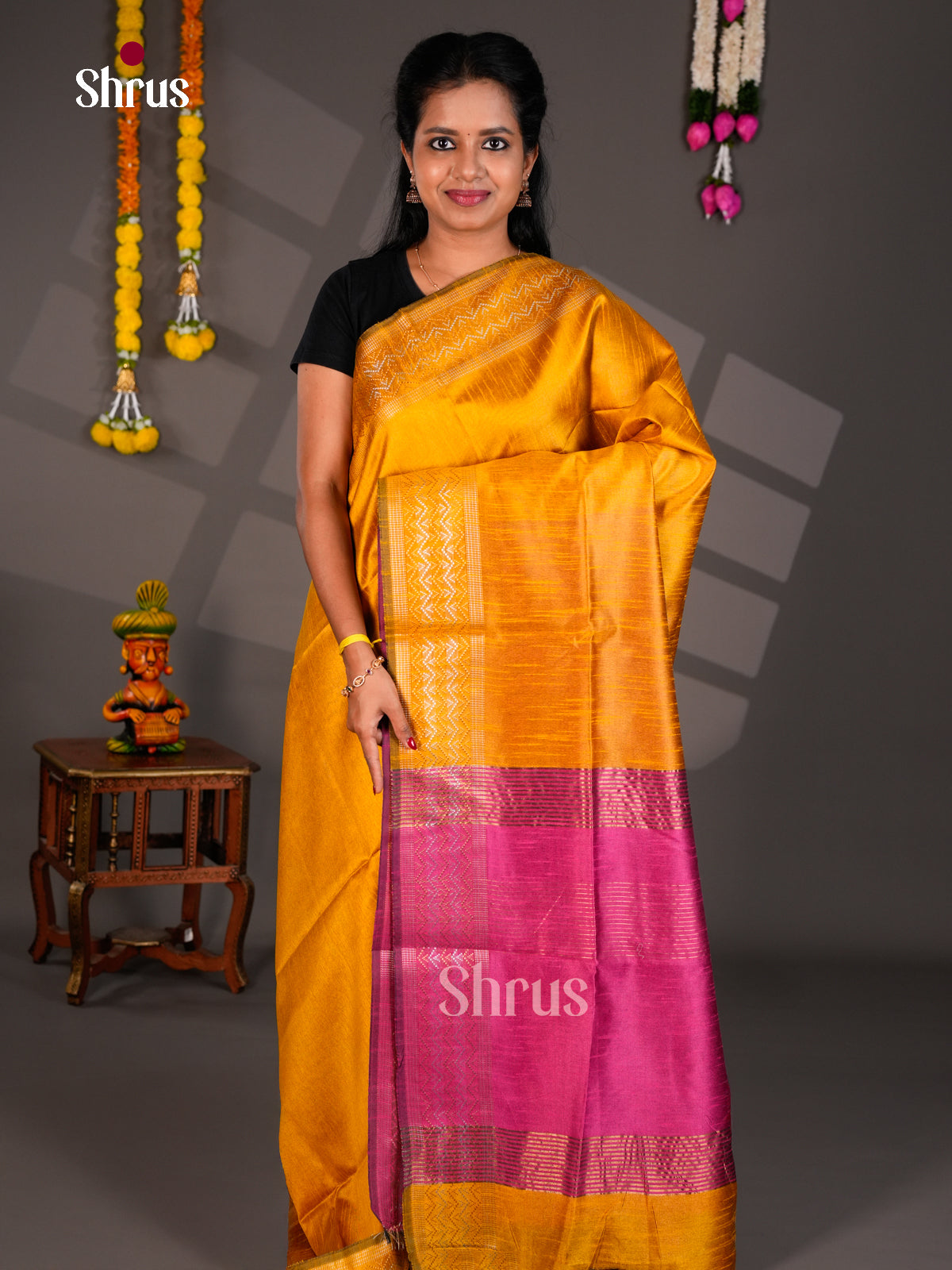 EBS26222 - Semi Rawsilk Saree - Shop on Shrus.com