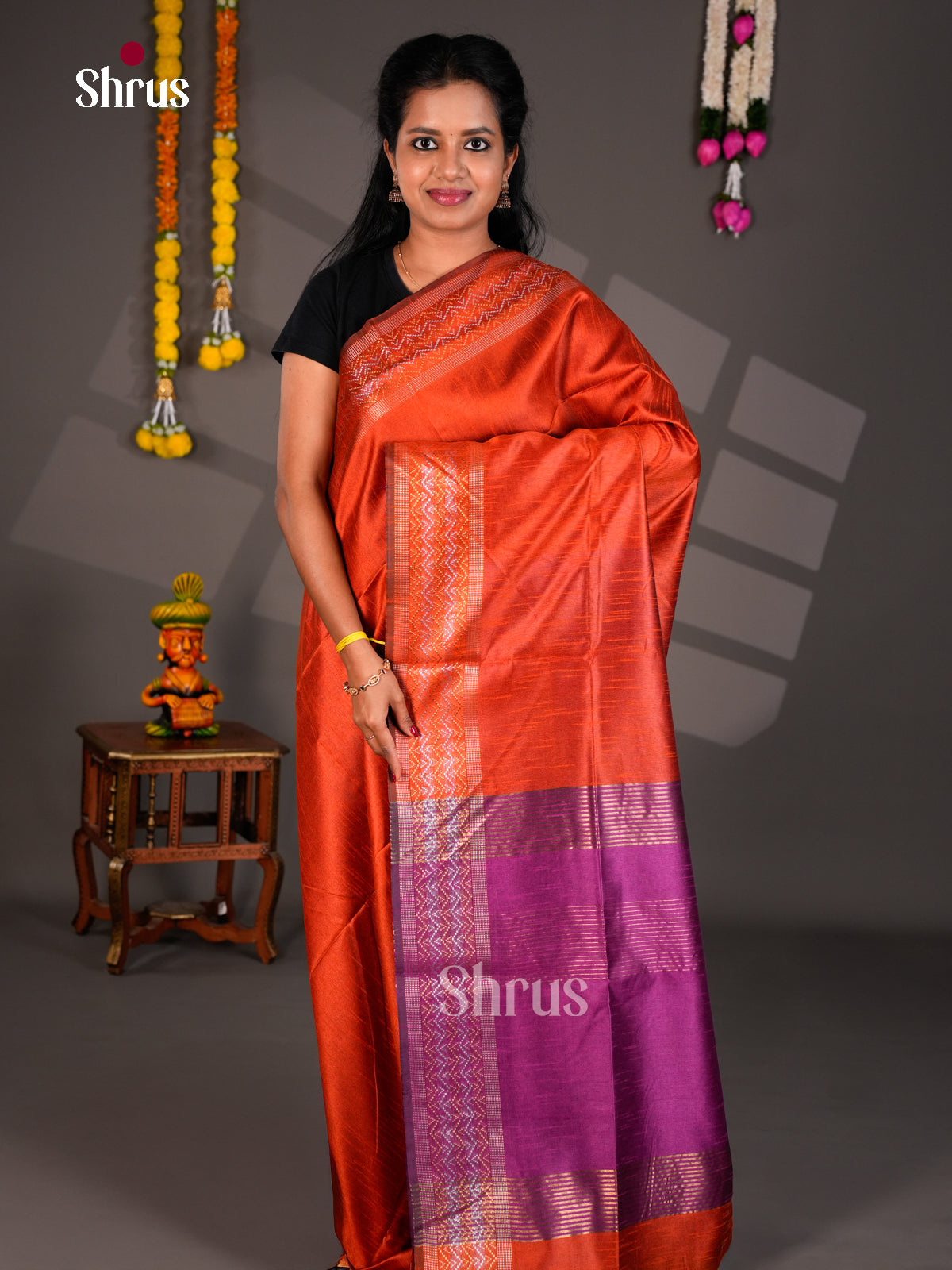 EBS26225 - Semi Rawsilk Saree - Shop on Shrus.com