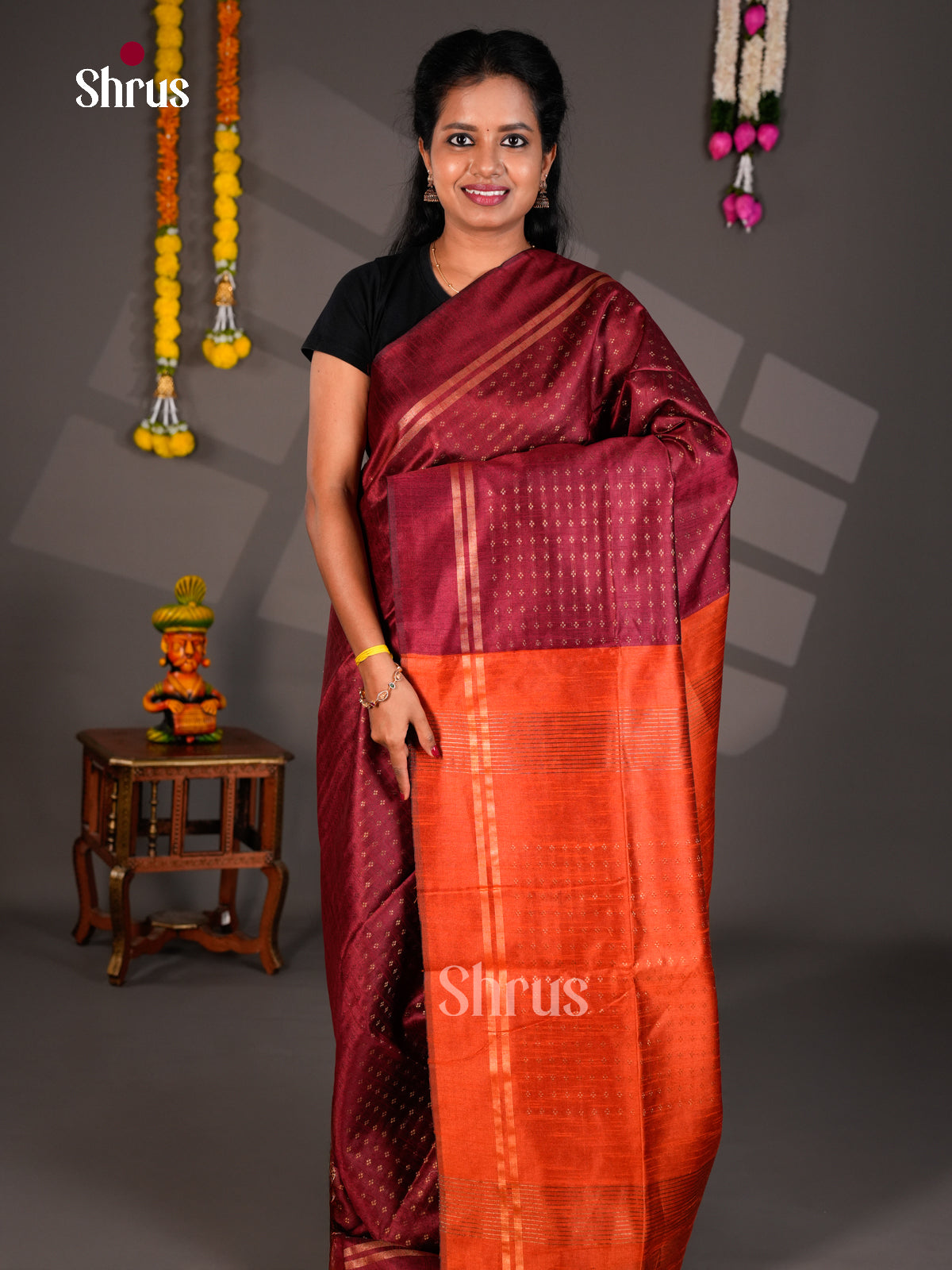 EBS26233 - Semi Rawsilk Saree - Shop on Shrus.com