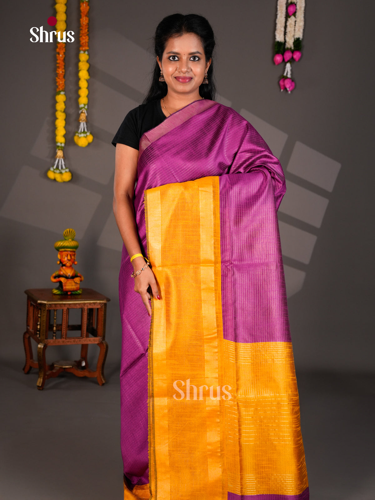 EBS26261 - Semi Rawsilk Saree - Shop on Shrus.com