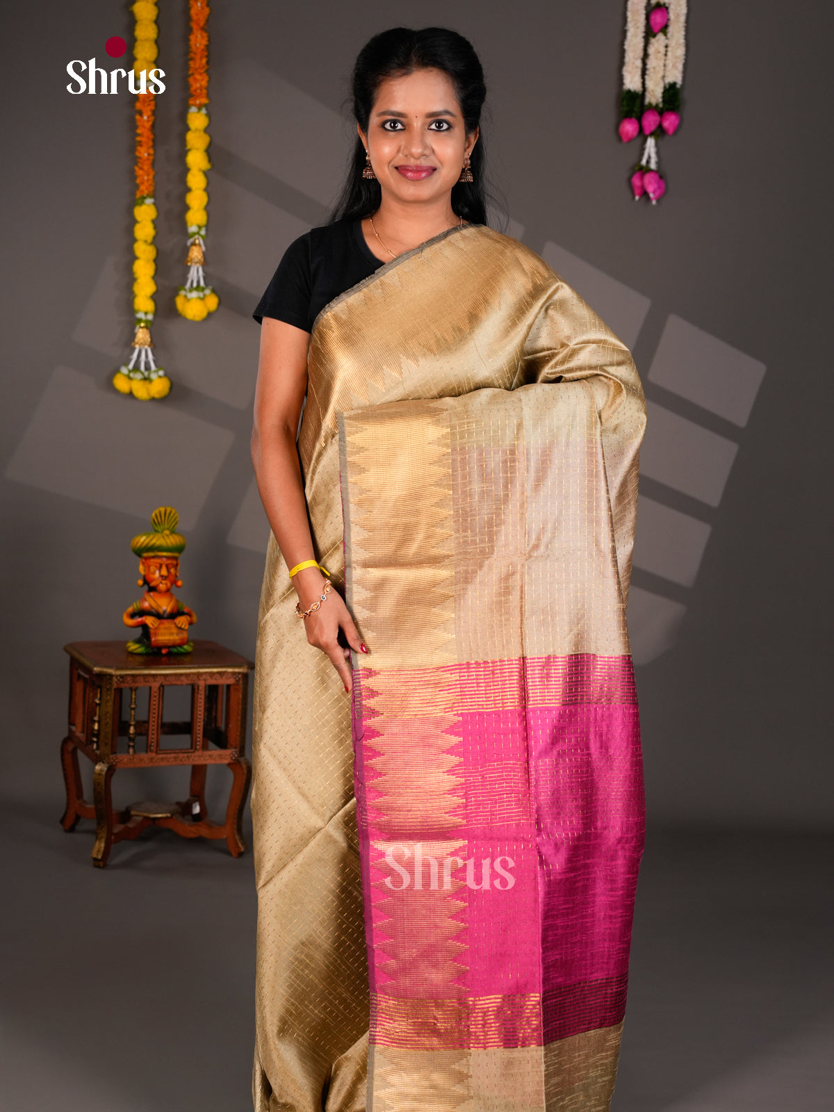 EBS26307 - Semi Rawsilk Saree - Shop on Shrus.com