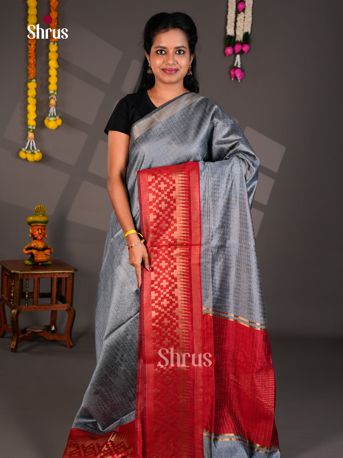 EBS26452 - Semi Rawsilk Saree - Shop on Shrus.com