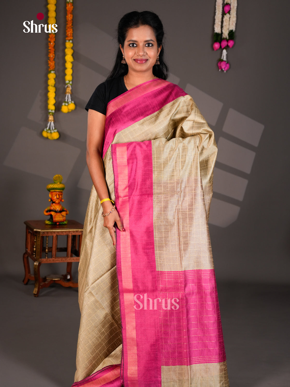 EBS26457 - Semi Rawsilk Saree - Shop on Shrus.com