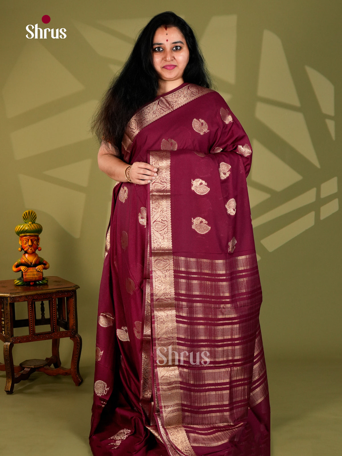 Semi Mysoresilk Saree - EBS28097 - Shop on Shrus.com