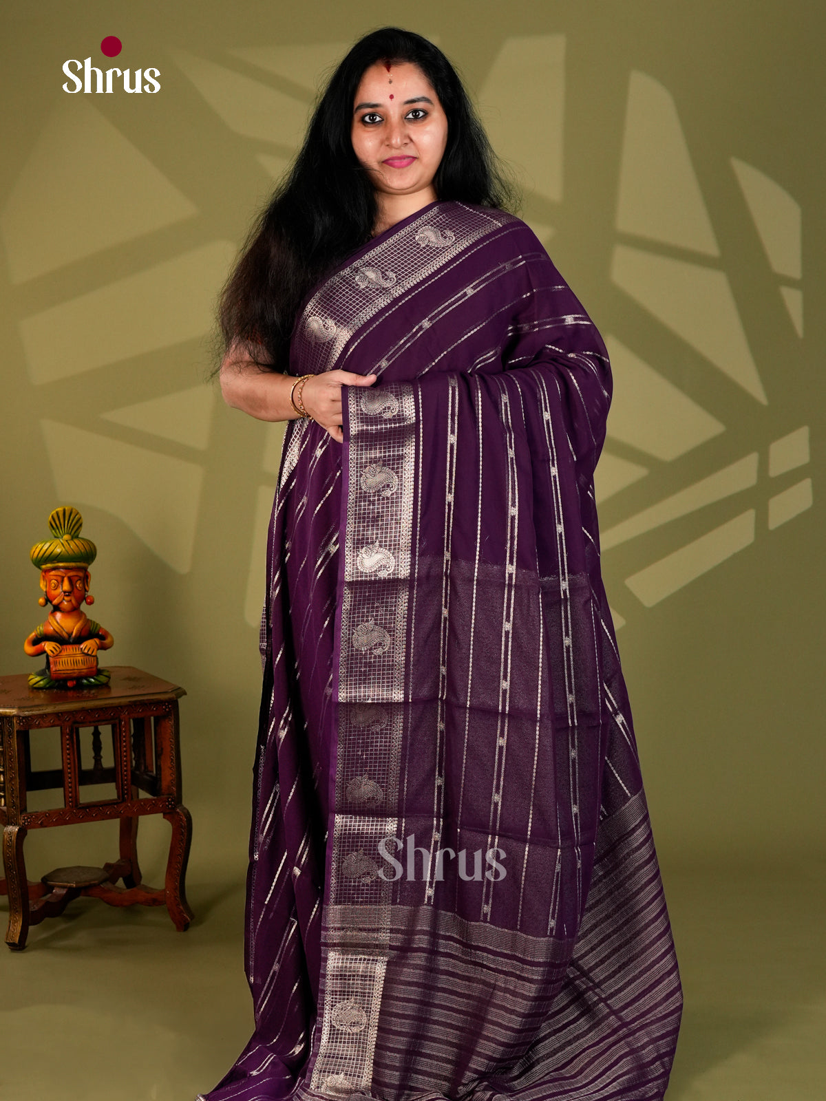 Semi Mysoresilk Saree - EBS28138 - Shop on Shrus.com