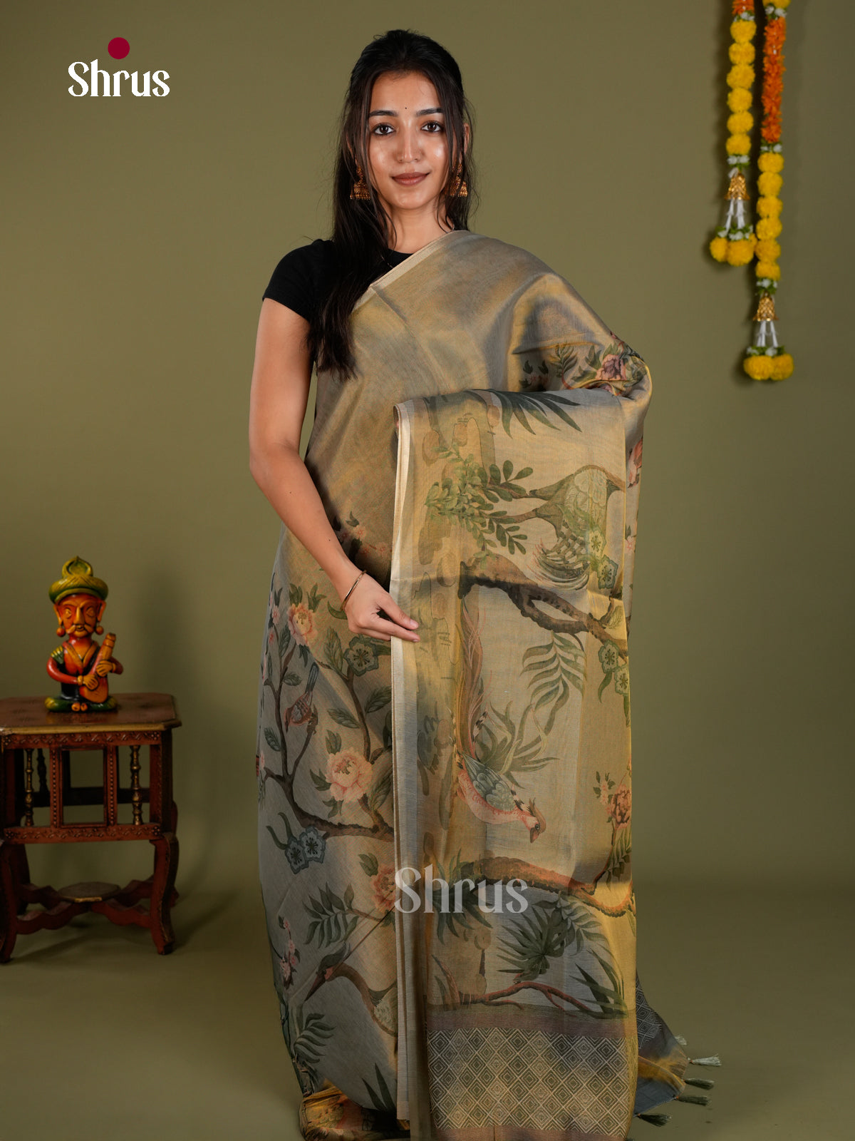 Semi Tissue Saree - ECS02074 - Shop on Shrus.com