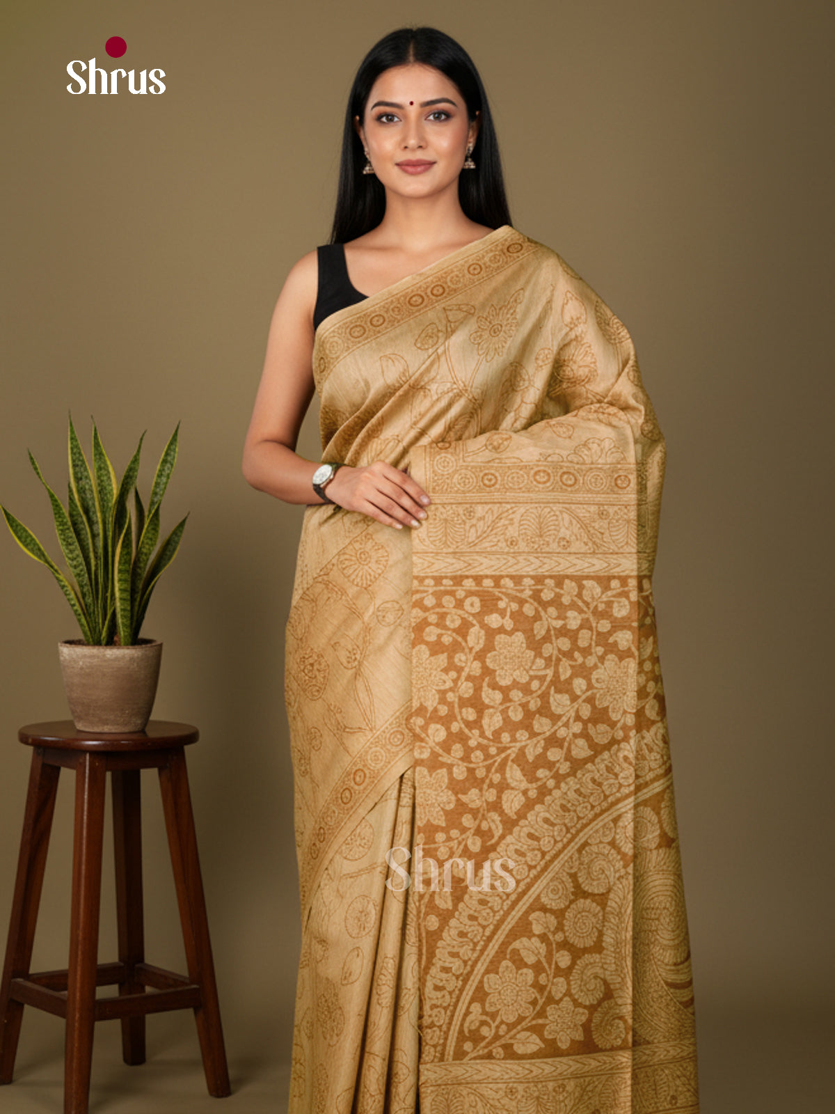 Semi Tussar Saree - ECS02106 - Shop on Shrus.com