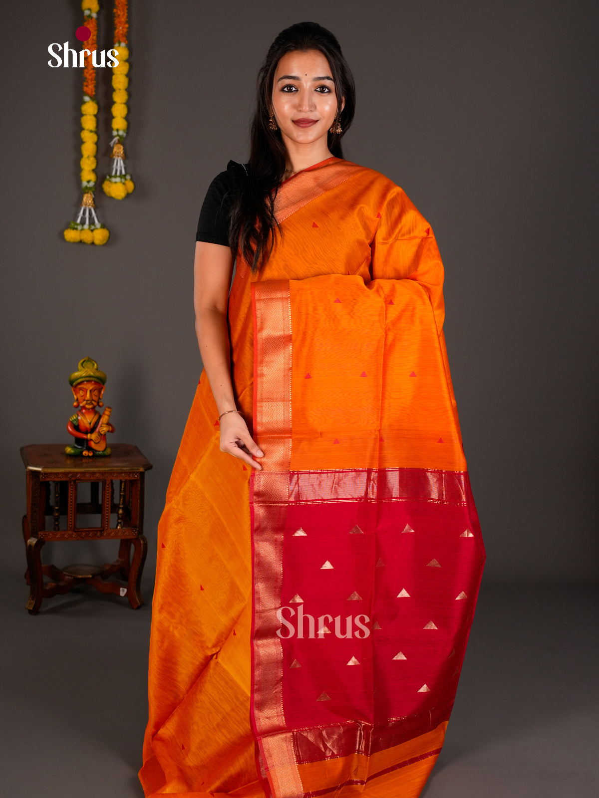 Maheshwari silkcotton Saree - ECS03033 - Shop on Shrus.com