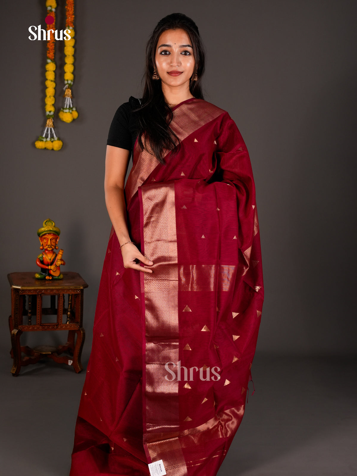 Maheshwari silkcotton Saree - ECS03040 - Shop on Shrus.com