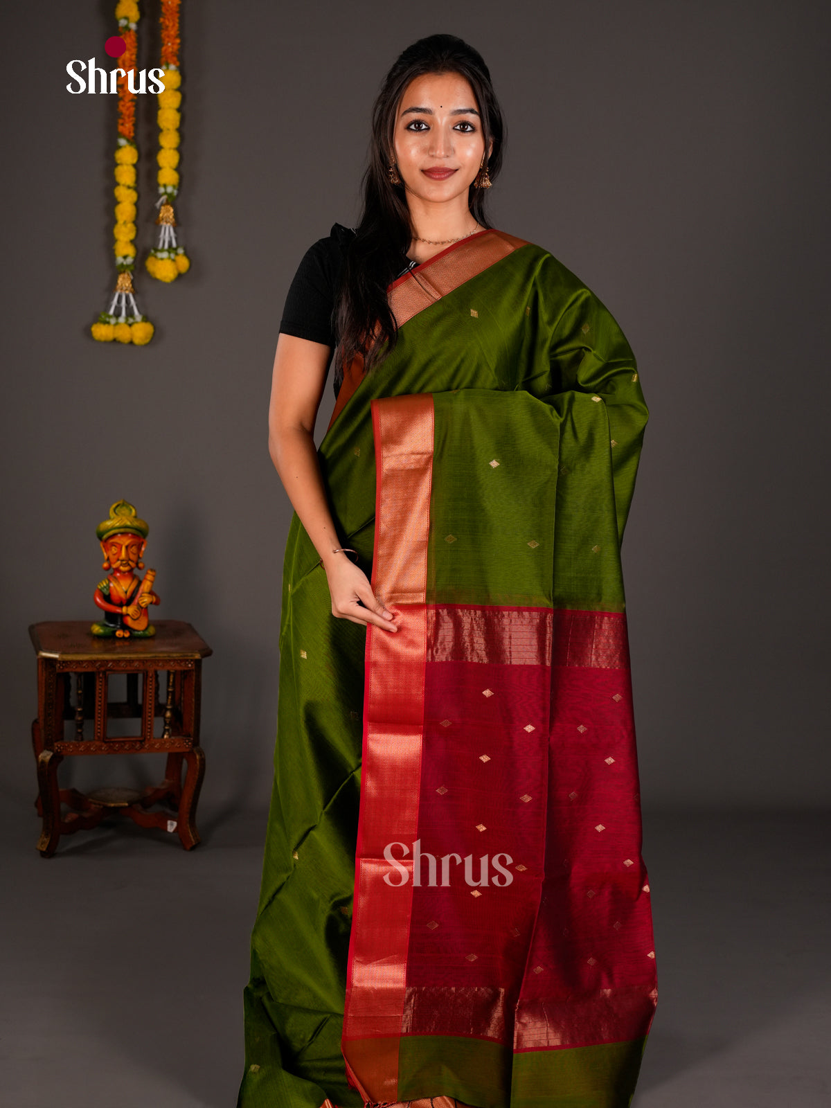 Maheshwari silkcotton Saree - ECS03043 - Shop on Shrus.com
