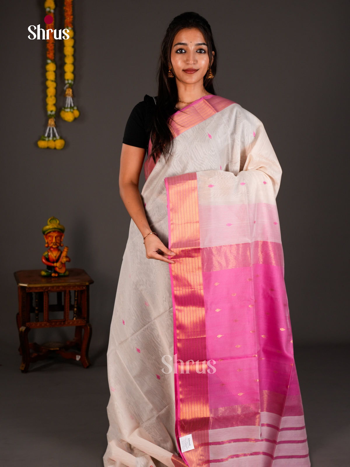 Maheshwari silkcotton Saree - ECS03076 - Shop on Shrus.com