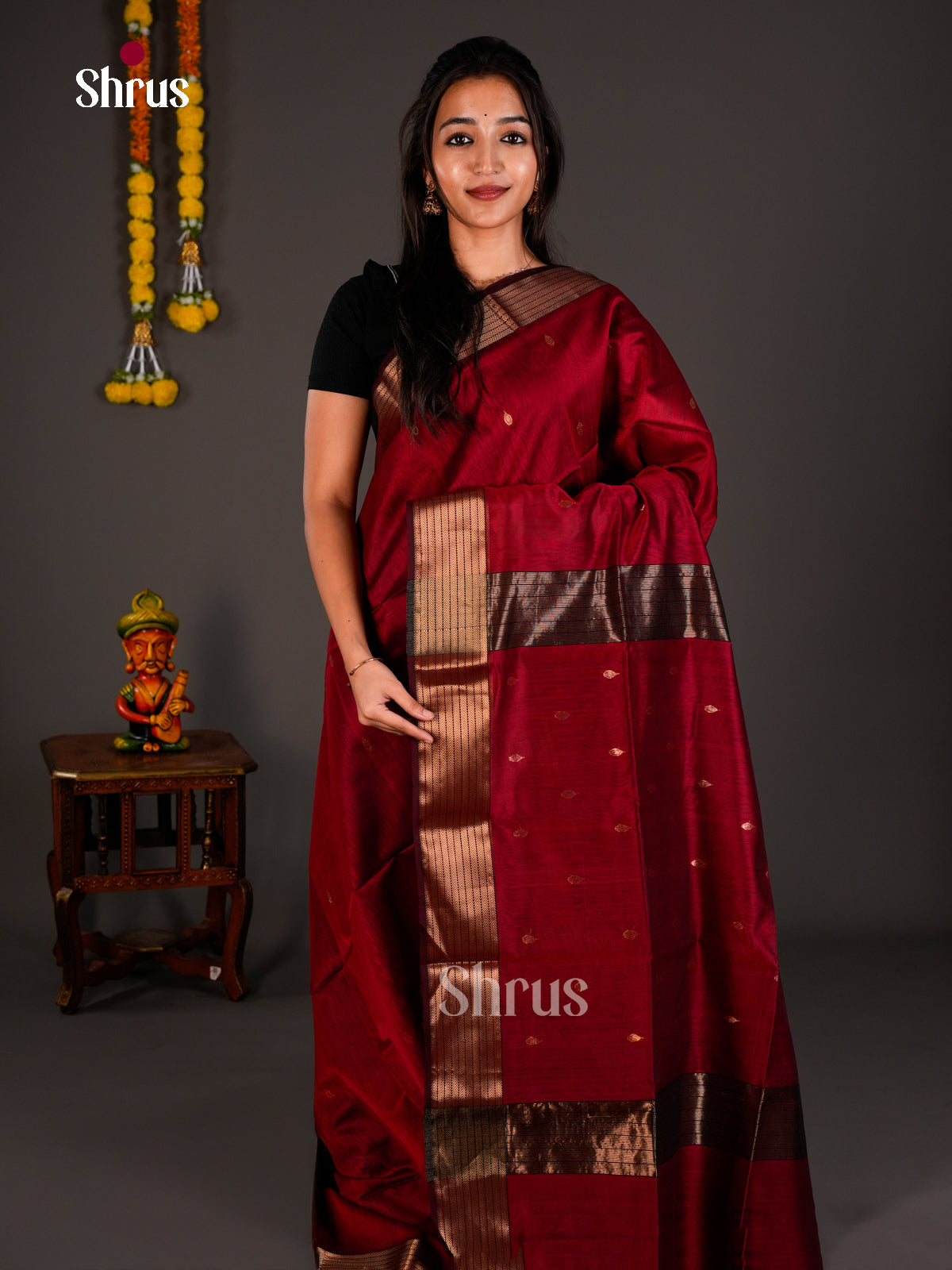 Maheshwari silkcotton Saree - ECS03082 - Shop on Shrus.com