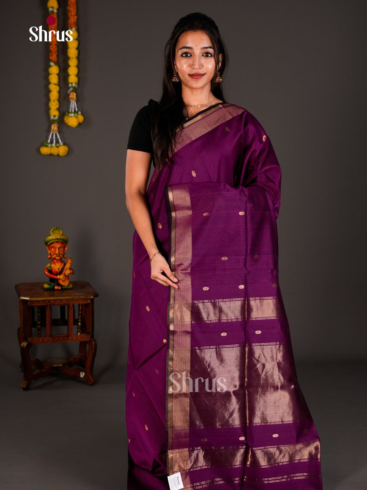 Maheshwari silkcotton Saree - ECS03088 - Shop on Shrus.com
