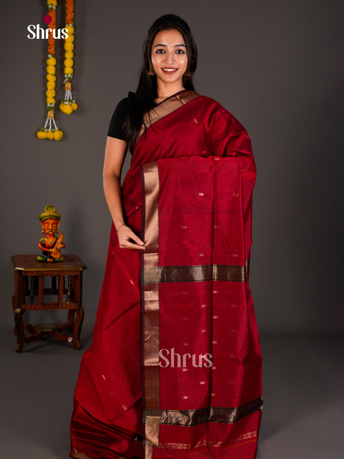 Maheshwari silkcotton Saree - ECS03127 - Shop on Shrus.com