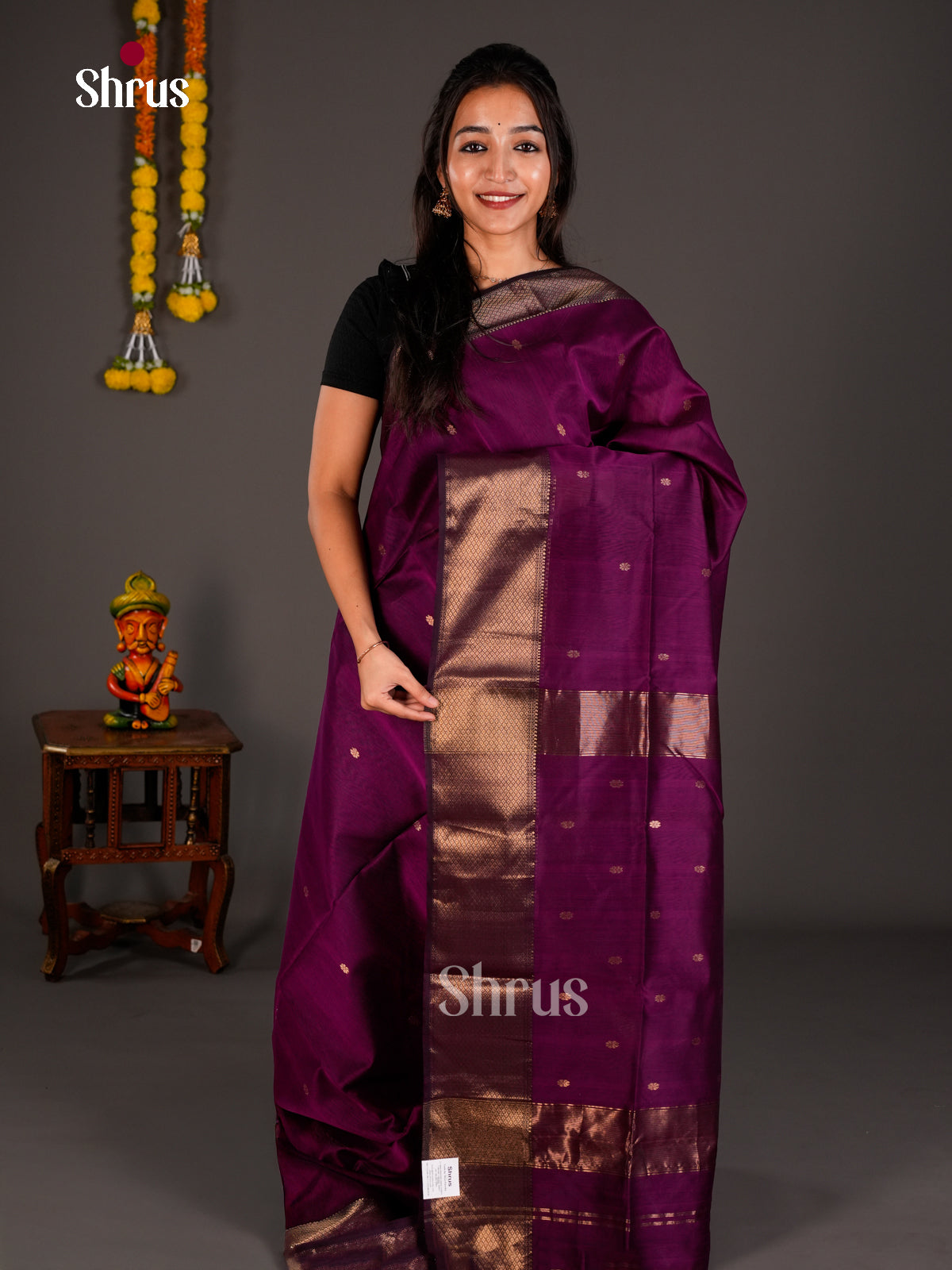 Maheshwari silkcotton Saree - ECS03139 - Shop on Shrus.com