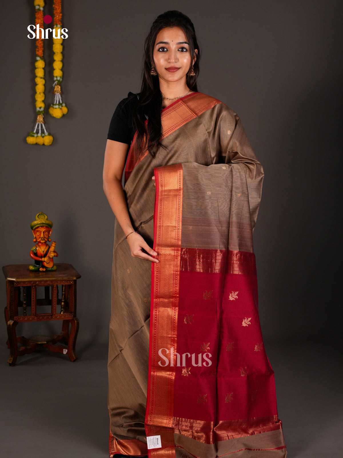 Maheshwari silkcotton Saree - ECS03168 - Shop on Shrus.com