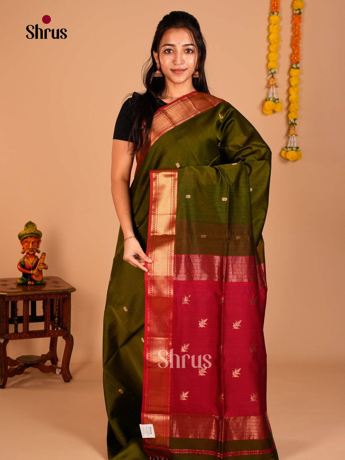 Maheshwari silkcotton Saree - ECS03169 - Shop on Shrus.com