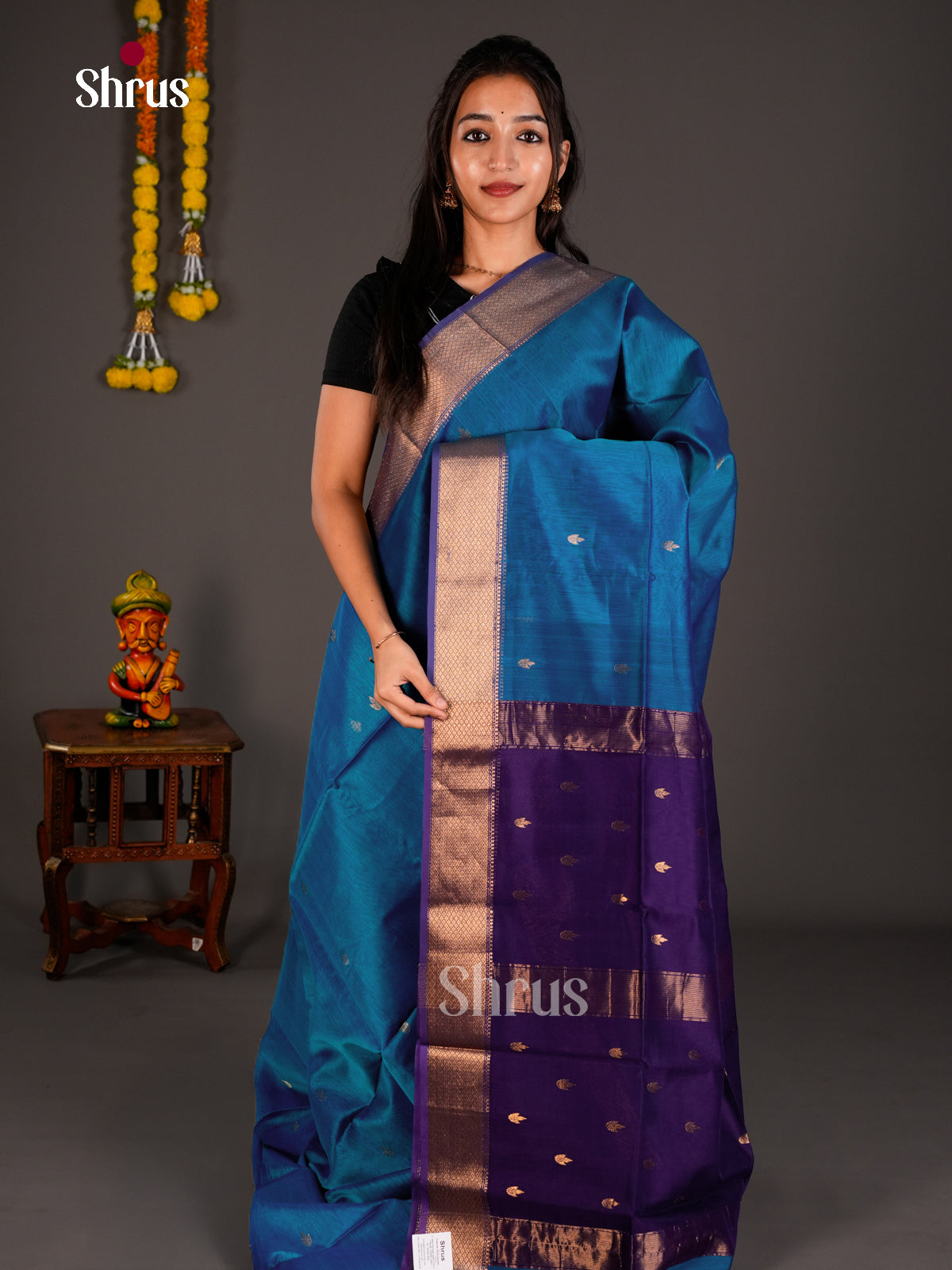 Maheshwari silkcotton Saree - ECS03172 - Shop on Shrus.com