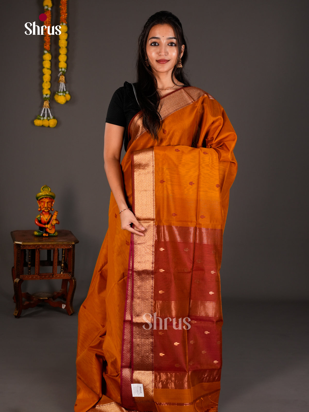 Maheshwari silkcotton Saree - ECS03175 - Shop on Shrus.com