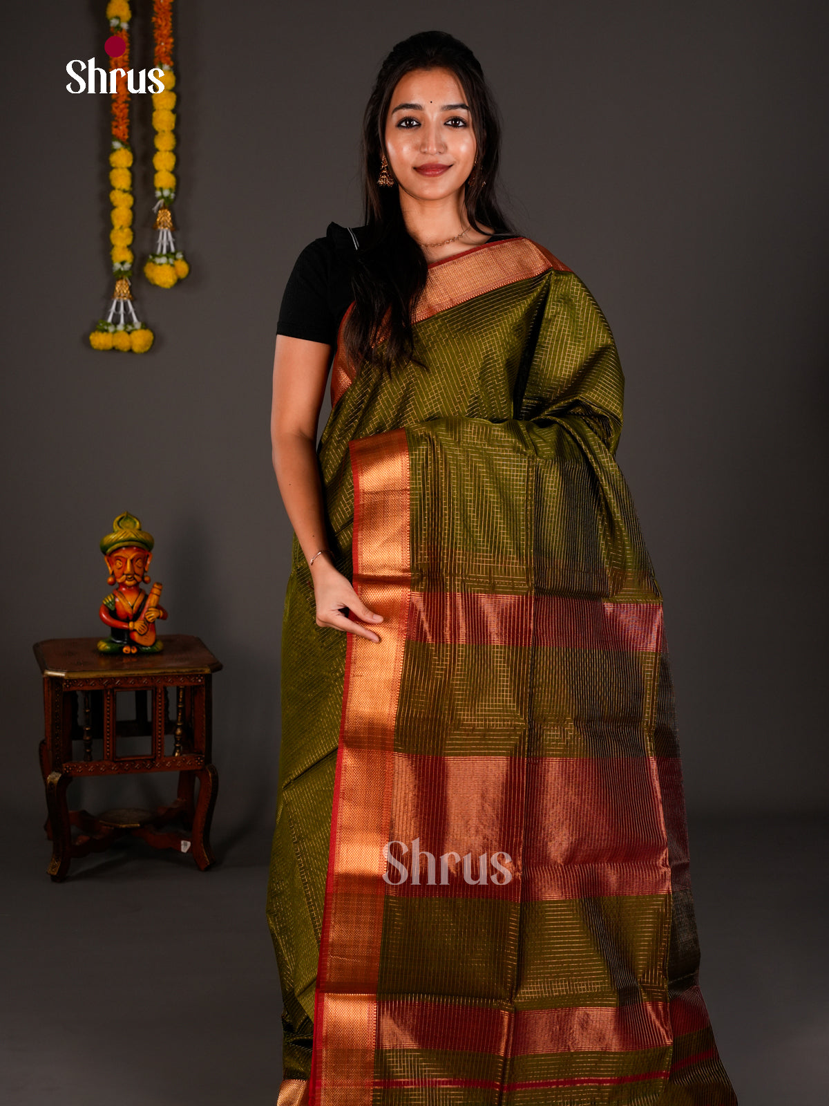 Maheshwari silkcotton Saree - ECS03195 - Shop on Shrus.com
