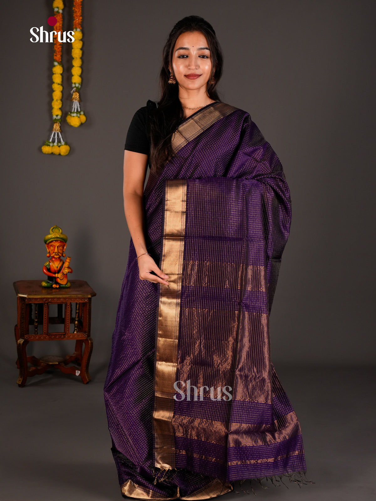 Maheshwari silkcotton Saree - ECS03207 - Shop on Shrus.com