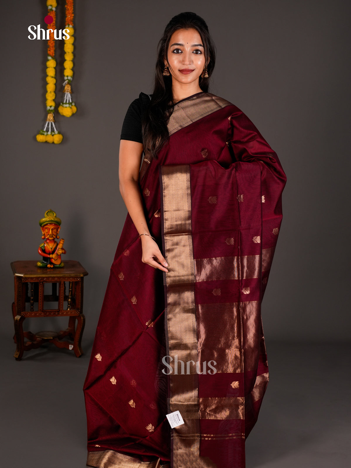 Maheshwari silkcotton Saree - ECS03217 - Shop on Shrus.com