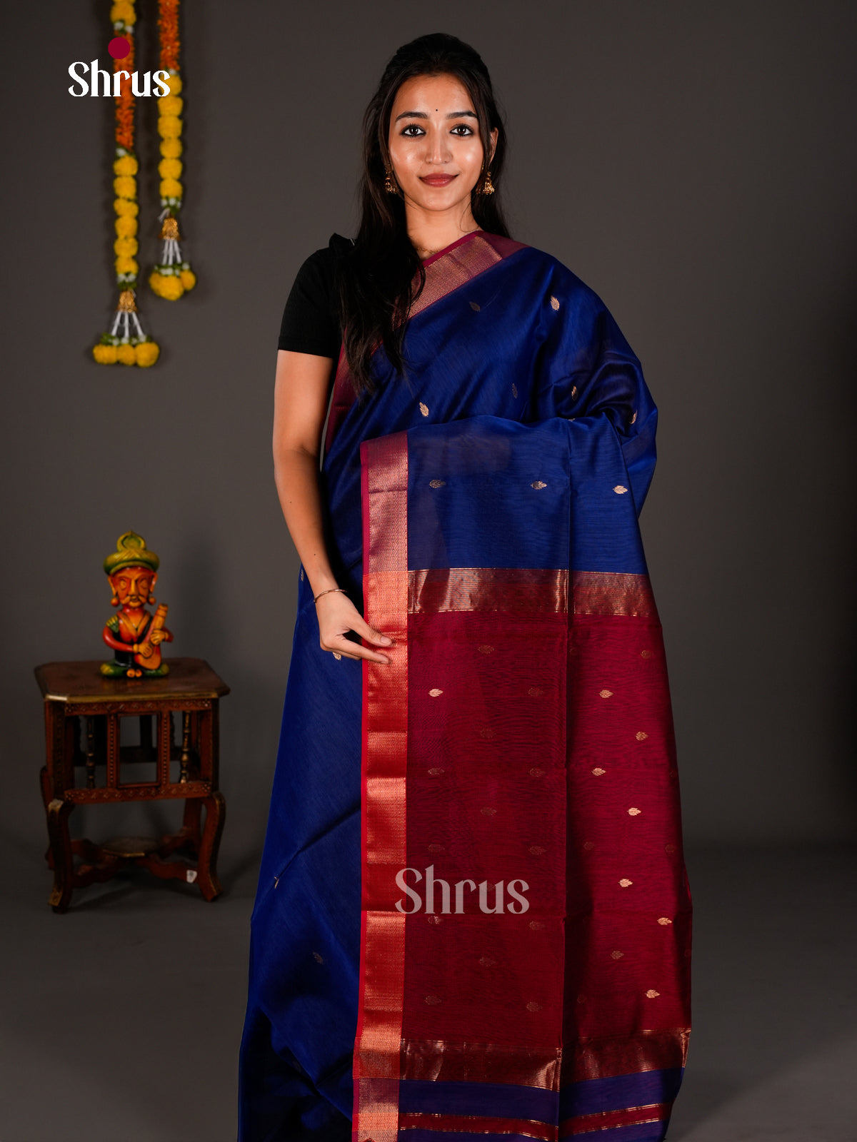 Maheshwari silkcotton Saree - ECS03246 - Shop on Shrus.com