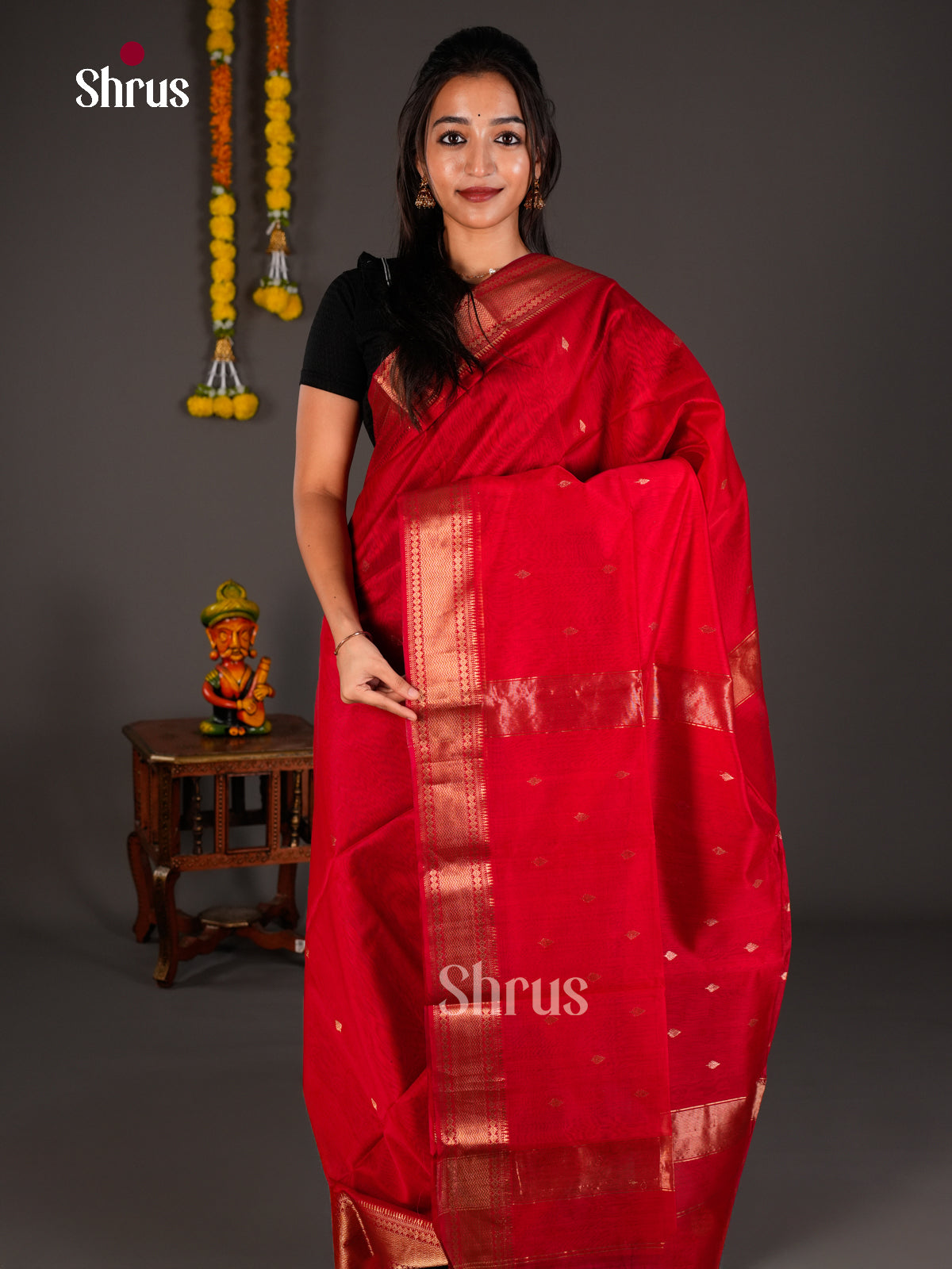 Maheshwari silkcotton Saree - ECS03281 - Shop on Shrus.com