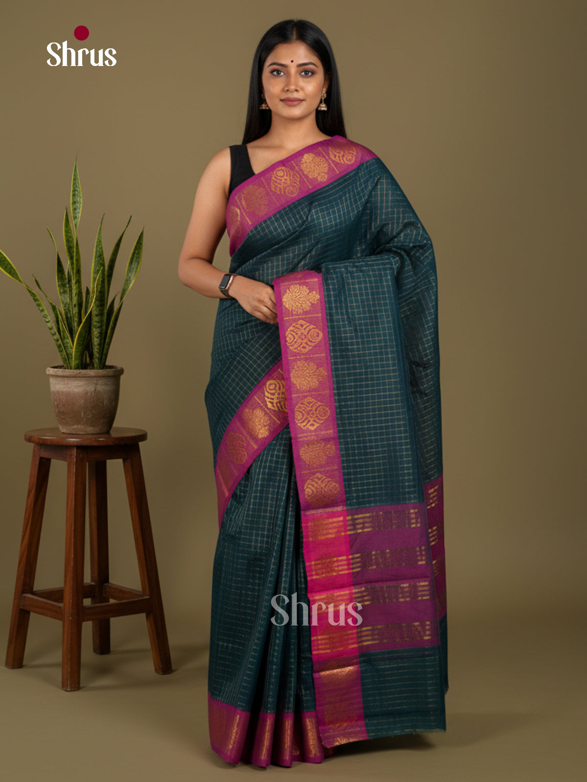 Sungudi Cotton Saree - ECS04339 - Shop on Shrus.com