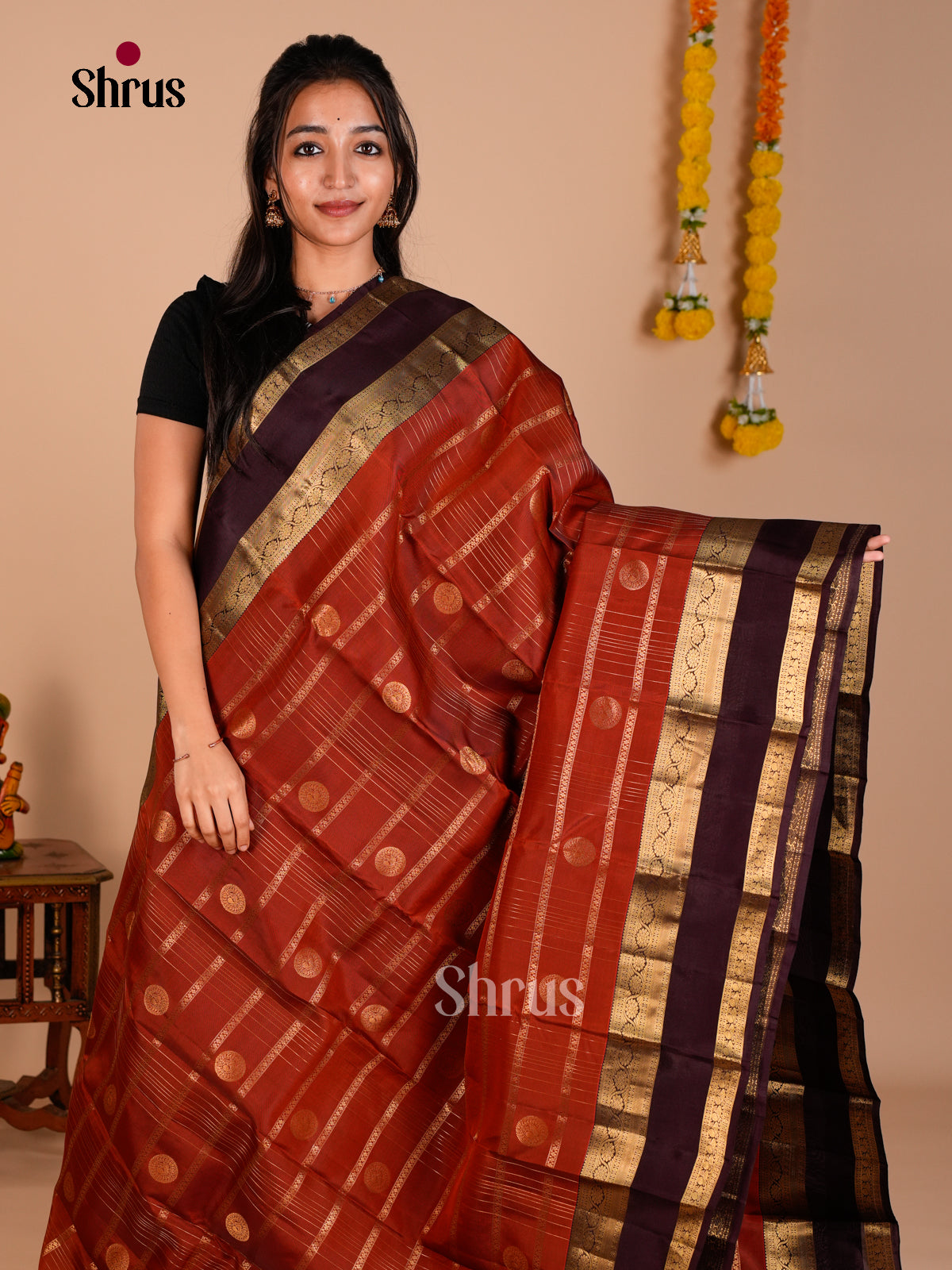 Kanchipuram-halfpure Saree - ECS06140 - Shop on Shrus.com