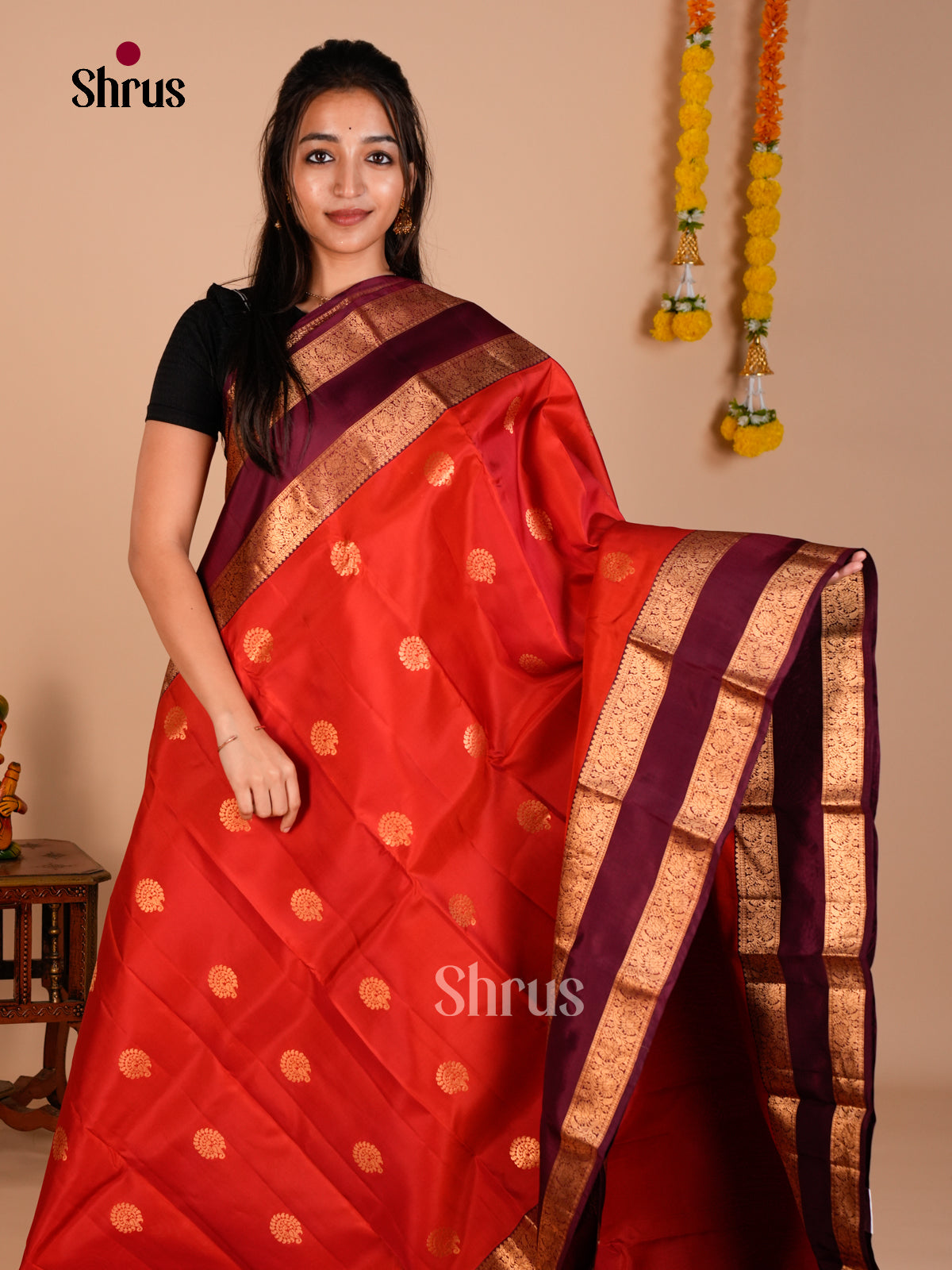 Kanchipuram-halfpure Saree - ECS06163 - Shop on Shrus.com