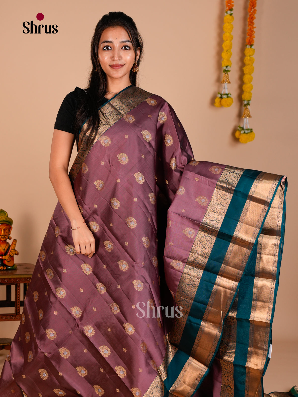 Kanchipuram-halfpure Saree - ECS06177 - Shop on Shrus.com