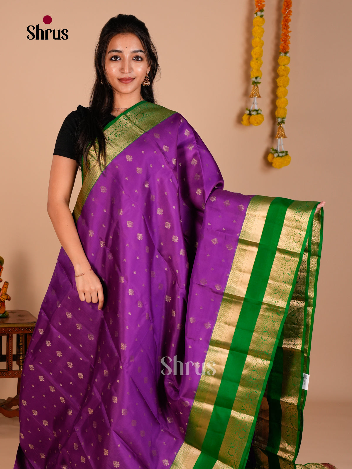 Kanchipuram-halfpure Saree - ECS06180 - Shop on Shrus.com