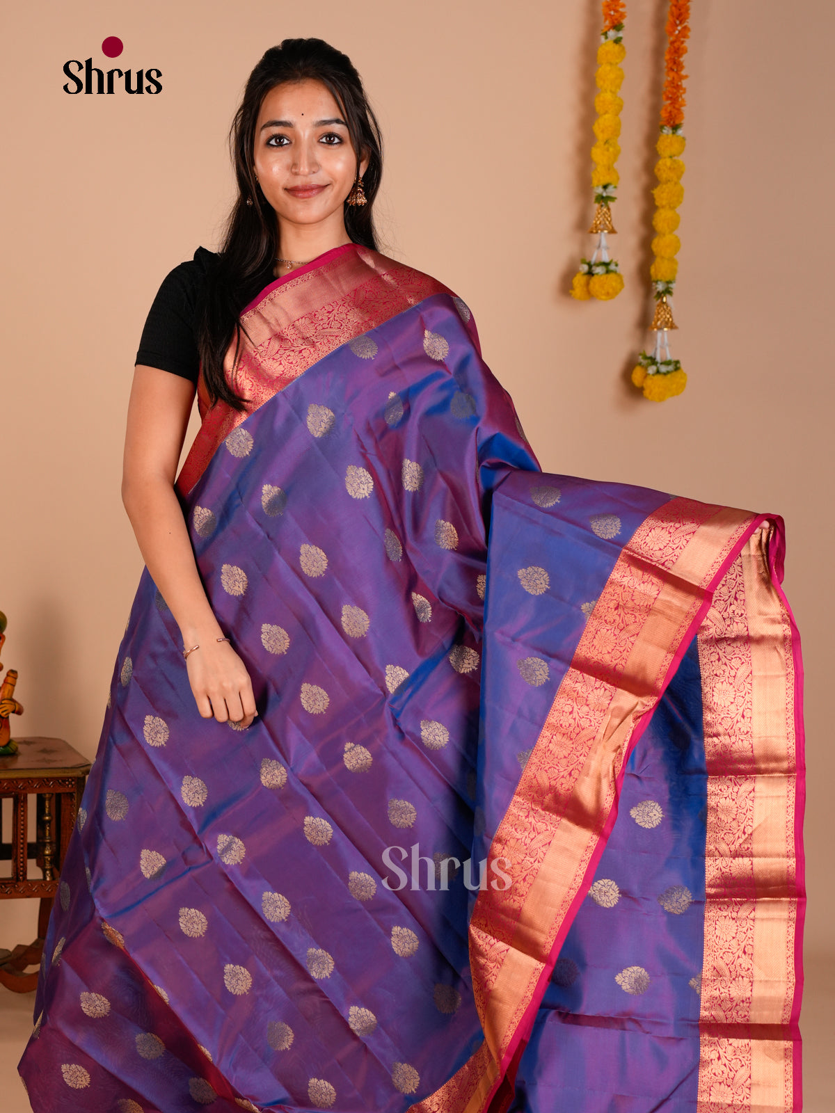 Kanchipuram-halfpure Saree - ECS06183 - Shop on Shrus.com